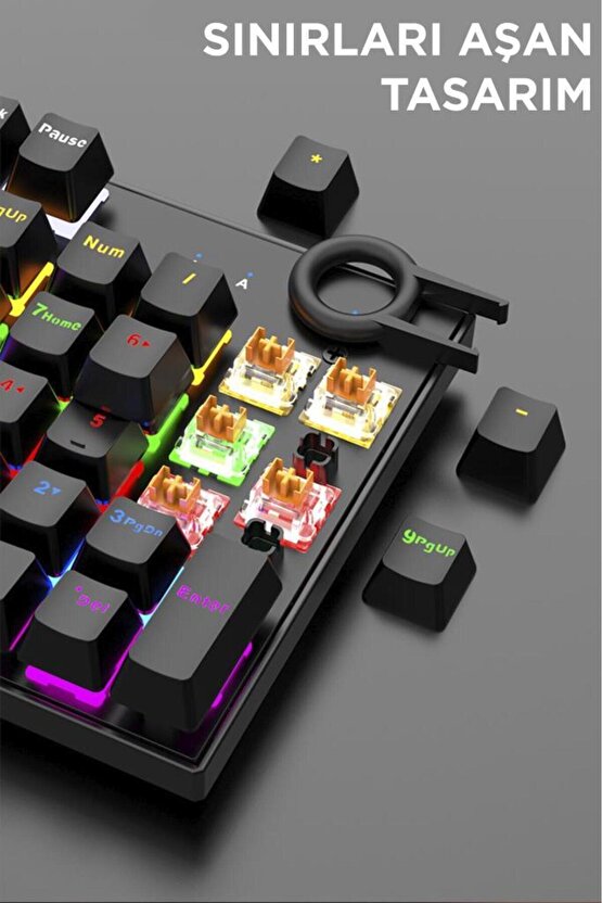 Oyuncu Klavyesi Rgb Işıklı Mekanik Blue Switch Kablolu Klavye TK05 Siyah