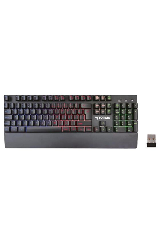 Oyuncu Klavyesi Rgb Işıklı Mekanik Şarjlı Kablosuz Klavye TK10 Siyah