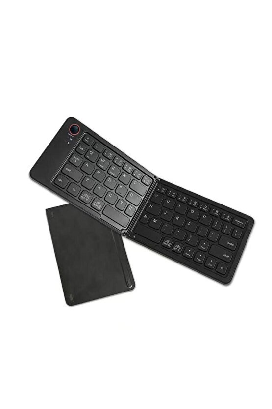 Kablosuz Klavye Bluetooth Katlanabilir Şarjlı Mini Klavye TK08 Siyah