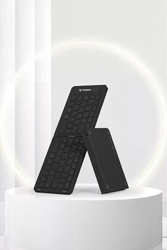 Kablosuz Klavye Bluetooth Katlanabilir Şarjlı Mini Klavye TK08 Siyah