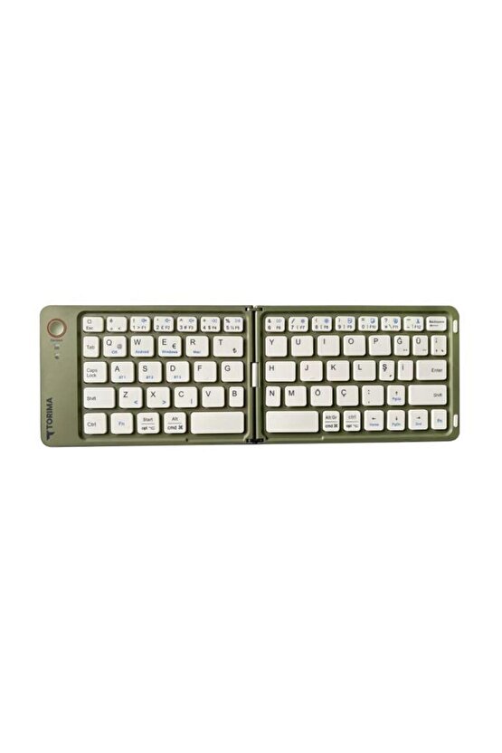 Kablosuz Klavye Bluetooth Katlanabilir Şarjlı Mini Klavye TK08 Yeşil