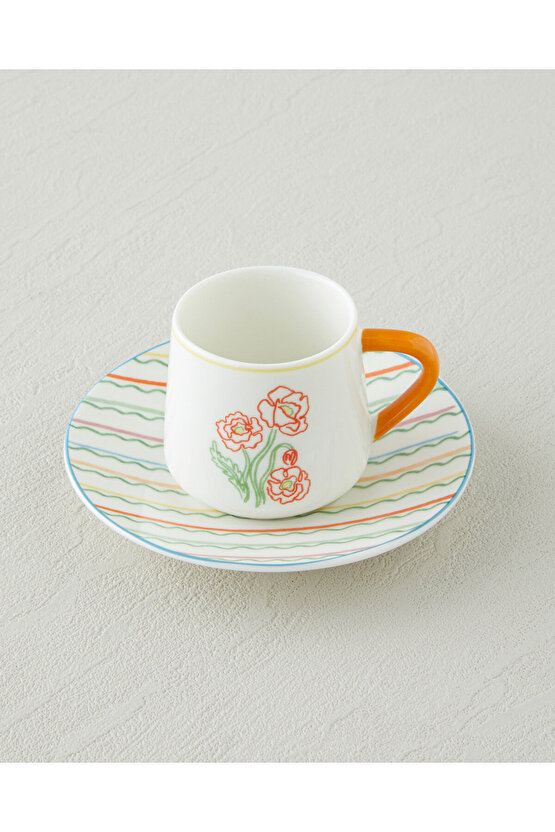 Lyanna New Bone China 4 Parça 2 Kişilik Kahve Fincan Takımı 90 ml Renkli