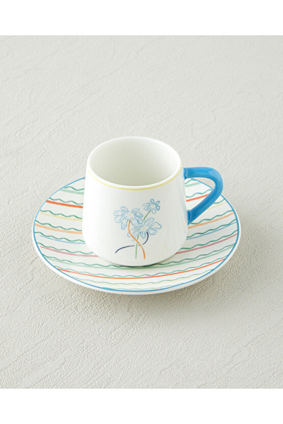 Lyanna New Bone China 4 Parça 2 Kişilik Kahve Fincan Takımı 90 ml Renkli
