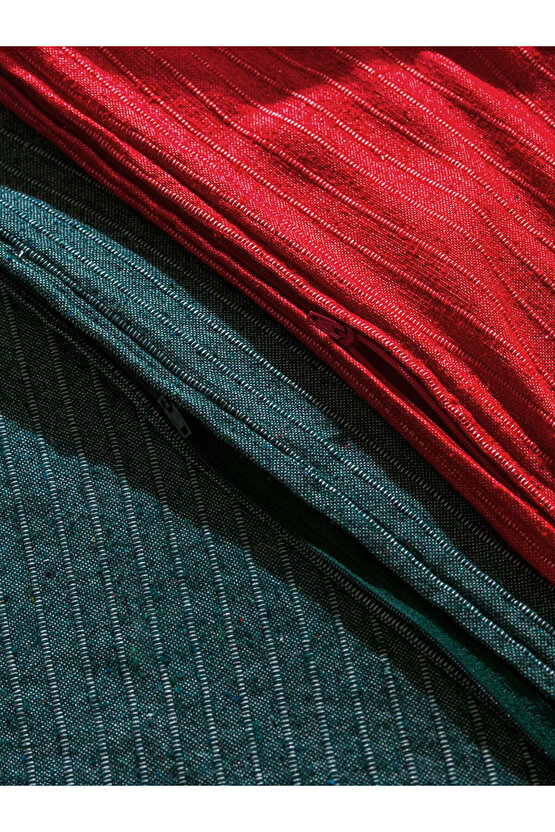 Karışık Çizgi Nakışlı Kırlent Kılıfı 45x45 cm 2li