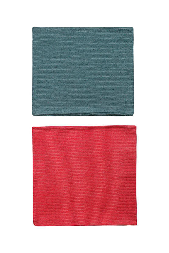 Karışık Çizgi Nakışlı Kırlent Kılıfı 45x45 cm 2li