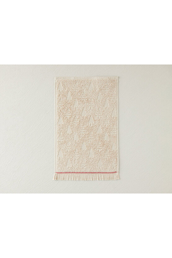 Yılbaşı Piny Pamuklu Jakarlı El Havlusu 30x45 Cm Bej