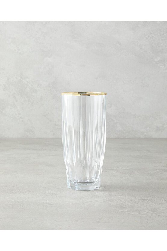 Mirage Cam 3lü Bardak Şeffaf-Gold 315 ml