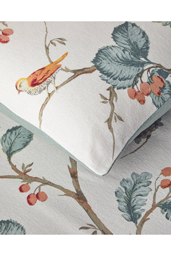 Birds Symphony Flanel King Size Nevresim Takımı 240x220 cm Bej
