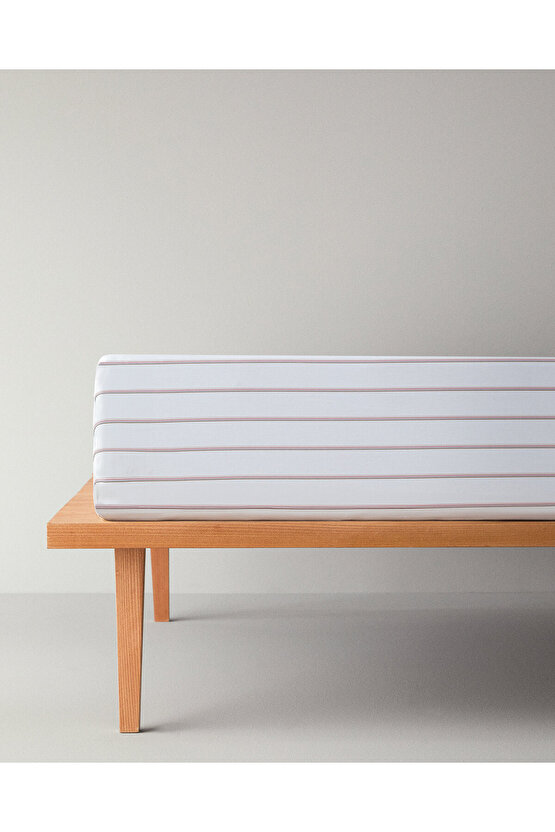 Serene Stripes Pamuklu Çift Kişilik Lastikli Çarşaf 160x200 cm Pembe