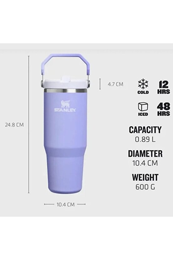 The IceFlow Flip Straw Pipetli Termos Bardak 0.89 LT Matara LACİVERT