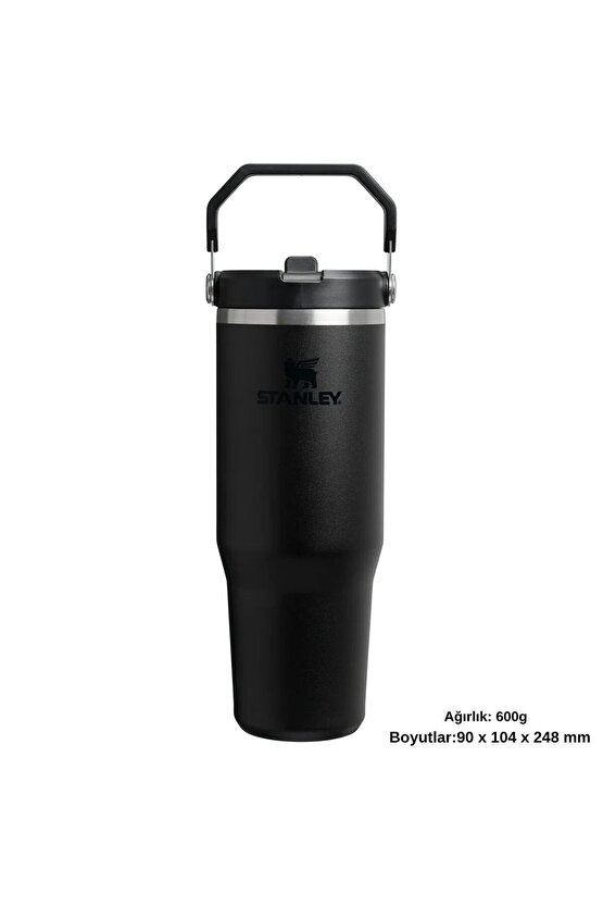 The IceFlow Flip Straw Pipetli Termos Bardak 0.89 LT Matara SİYAH