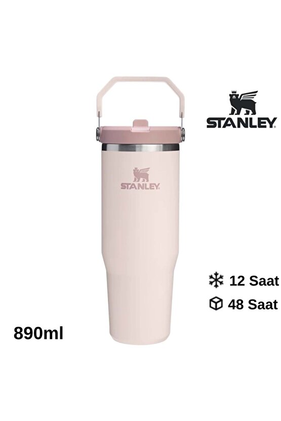 The Iceflow Flip Straw Pipetli Termos Bardak 0,89 Lt Toz Pembe