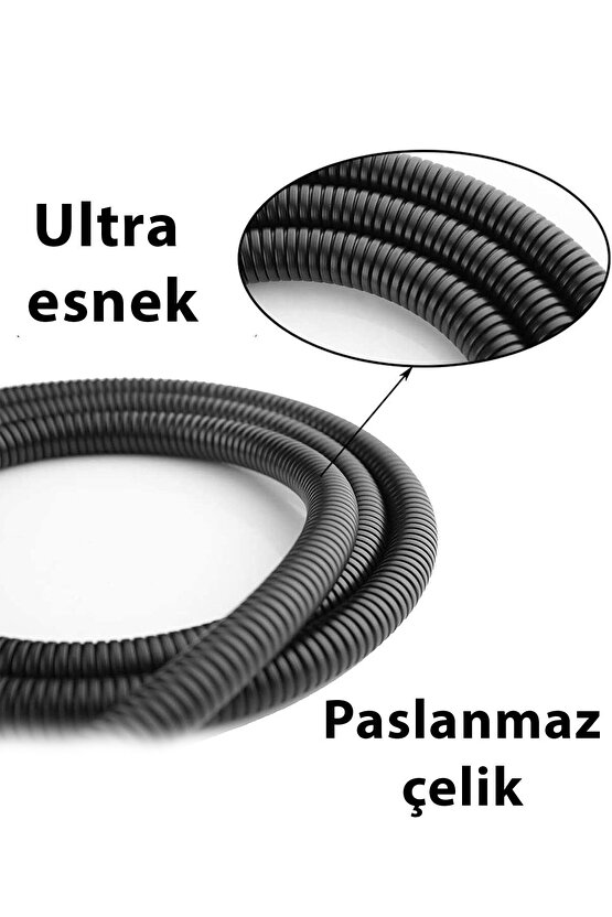 Duş Başlığı Hortumu Siyah 150 Cm Paslanmaz Çelik Duş Ara Bağlantı Hortumu