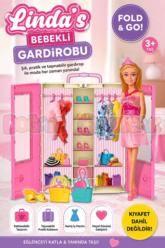 Lindanın Bebekli Gardırobu - Linda Dolap - Bebek Giysi Dolabı - Linda Gardırop - Gardrop