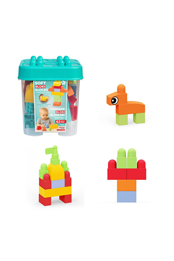 Yumuşak Bloki Blokları Kova 42 Parça - Büyük Yumuşak Bloklar - Büyük Soft Lego Oyuncakları