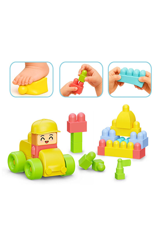 Yumuşak Bloki Blokları Araba Seti 24 Parça - Büyük Yumuşak Bloklar - Büyük Soft Lego Oyuncakları