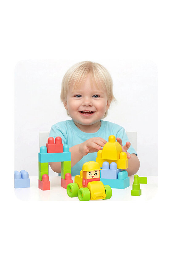 Yumuşak Bloki Blokları Araba Seti 24 Parça - Büyük Yumuşak Bloklar - Büyük Soft Lego Oyuncakları