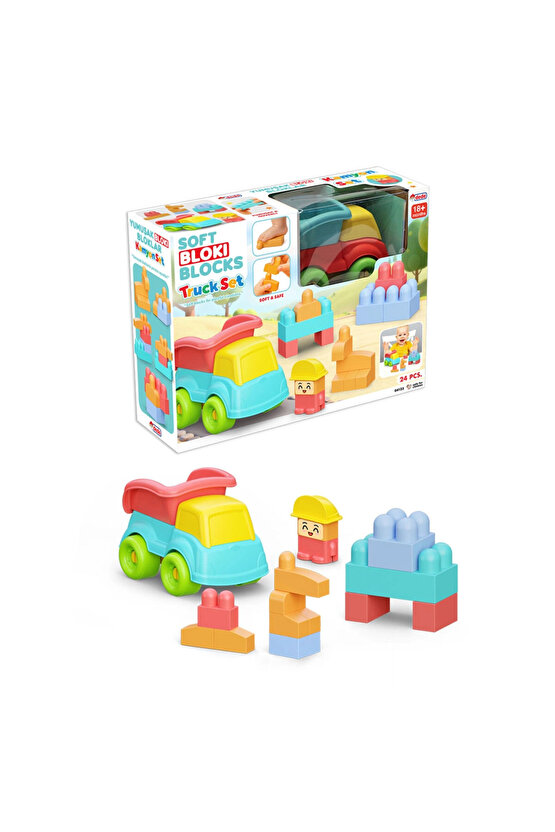 Yumuşak Bloki Blokları Kamyon Set 24 Parça - Büyük Yumuşak Bloklar - Büyük Soft Lego Oyuncakları