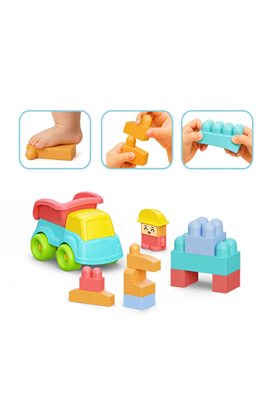 Yumuşak Bloki Blokları Kamyon Set 24 Parça - Büyük Yumuşak Bloklar - Büyük Soft Lego Oyuncakları