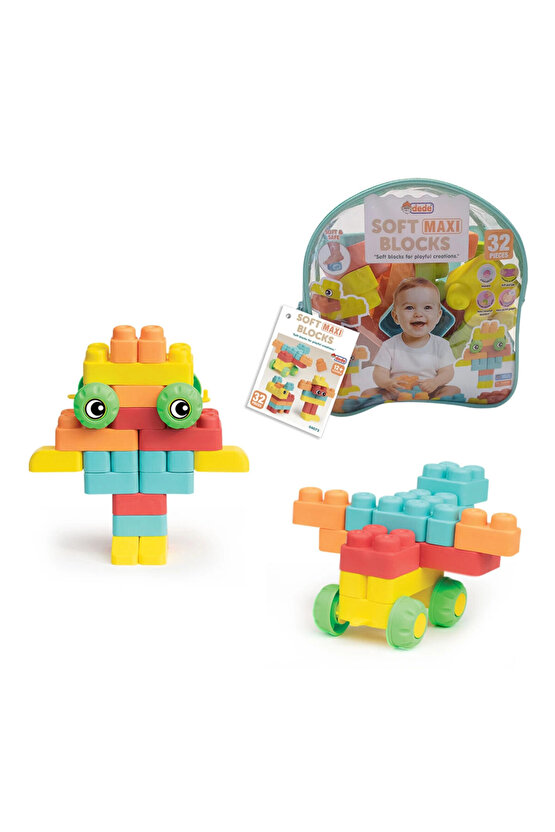 Yumuşak Soft Maxi Bloklar Çantalı (32 Parça) - Soft Yumuşak Bloklar - Büyük Soft Lego Oyuncakları -