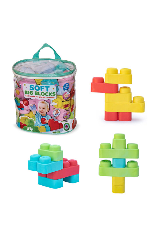Yumuşak Soft Lego Seti 24 Parça Paketli - Büyük Yumuşak Bloklar - Büyük Soft Lego Oyuncakları - Yumu