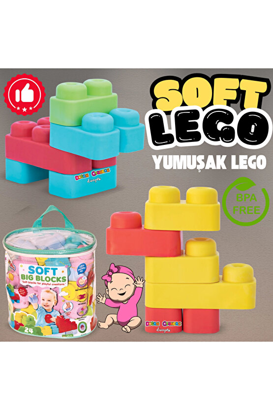 Yumuşak Soft Lego Seti 24 Parça Paketli - Büyük Yumuşak Bloklar - Büyük Soft Lego Oyuncakları - Yumu
