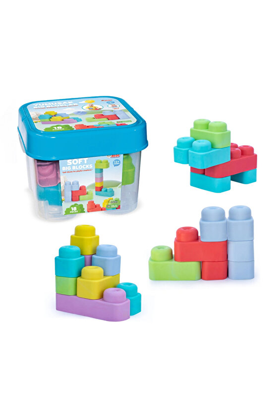 Yumuşak Soft Lego Seti 18 Parça - Büyük Yumuşak Bloklar - Büyük Soft Lego Oyuncakları - Yumuşak Lego