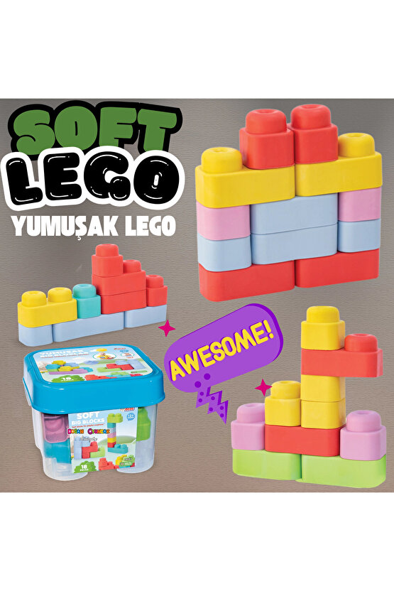 Yumuşak Soft Lego Seti 18 Parça - Büyük Yumuşak Bloklar - Büyük Soft Lego Oyuncakları - Yumuşak Lego