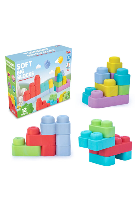 Yumuşak Soft Lego Seti 12 Parça - Büyük Yumuşak Bloklar - Büyük Soft Lego Oyuncakları - Yumuşak Lego