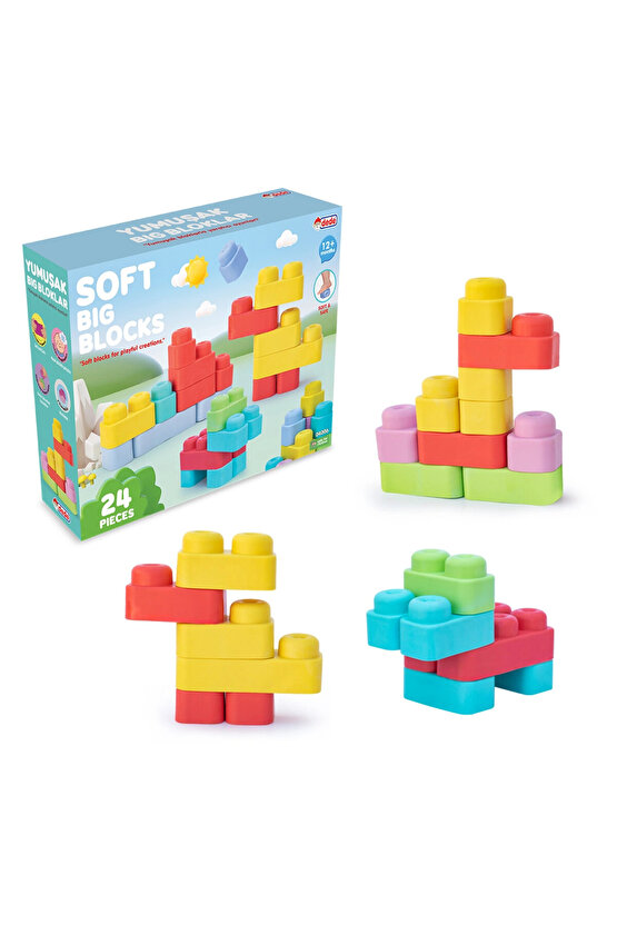 Yumuşak Soft Lego Seti 24 Parça - Büyük Yumuşak Bloklar - Büyük Soft Lego Oyuncakları - Yumuşak Lego