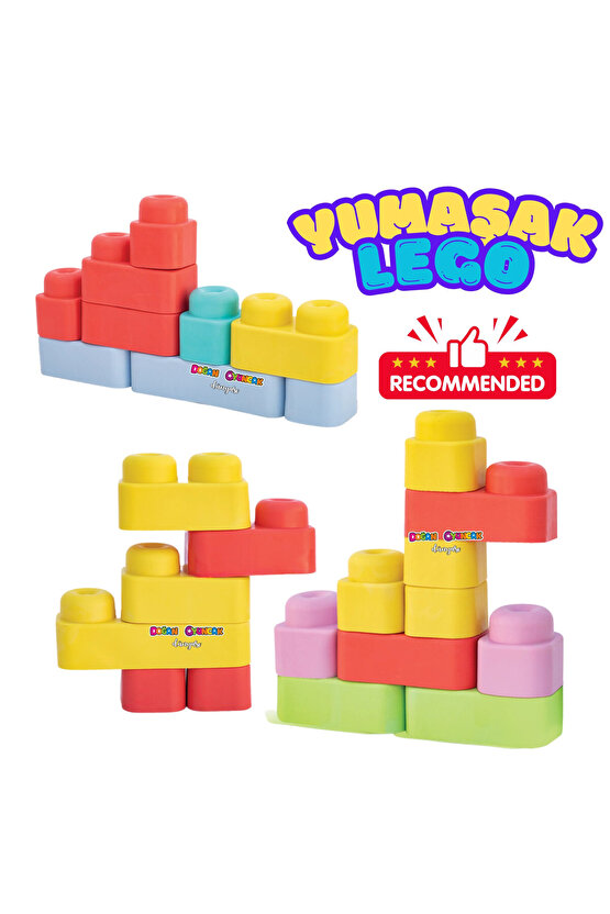 Yumuşak Soft Lego Seti 24 Parça - Büyük Yumuşak Bloklar - Büyük Soft Lego Oyuncakları - Yumuşak Lego