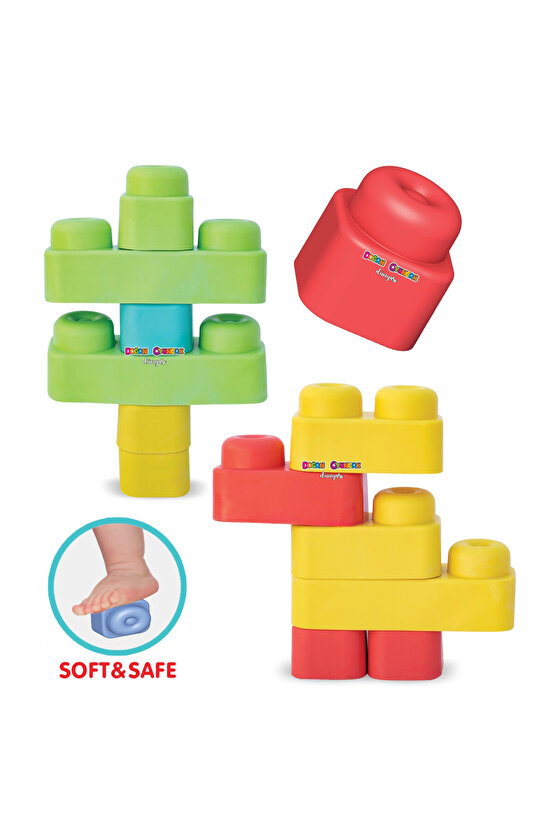 Yumuşak Soft Lego Seti 24 Parça - Büyük Yumuşak Bloklar - Büyük Soft Lego Oyuncakları - Yumuşak Lego
