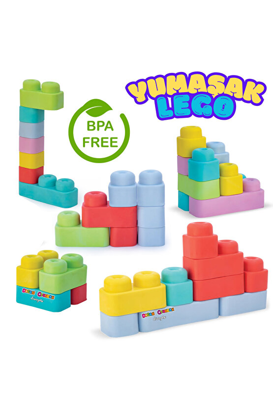 Yumuşak Soft Lego Seti 24 Parça - Büyük Yumuşak Bloklar - Büyük Soft Lego Oyuncakları - Yumuşak Lego