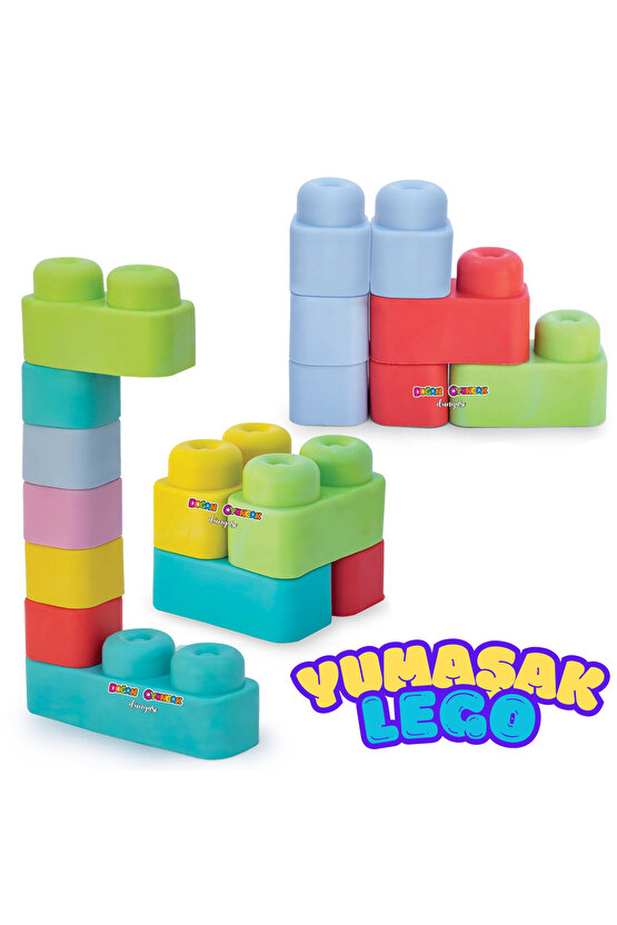 Yumuşak Soft Lego Seti 24 Parça - Büyük Yumuşak Bloklar - Büyük Soft Lego Oyuncakları - Yumuşak Lego