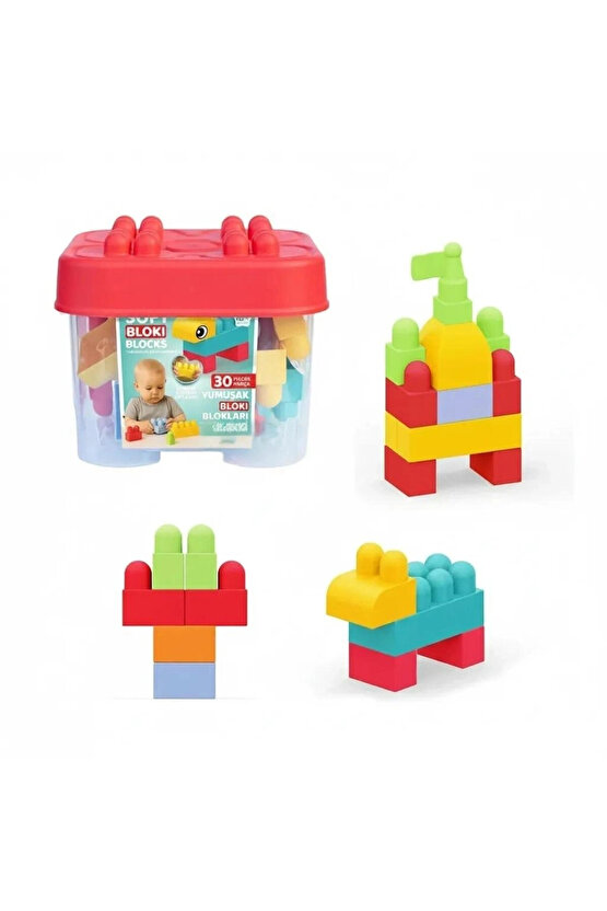 Yumuşak Bloki Blokları Kova 30 Parça - Büyük Yumuşak Bloklar - Büyük Soft Lego Oyuncakları