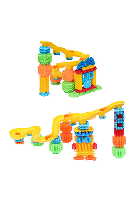 Kaktüs Bloklar Top Parkuru (100 Parça) - Kaktüs Oyuncak - Kaktüs Lego - Taraklı Lego Seti