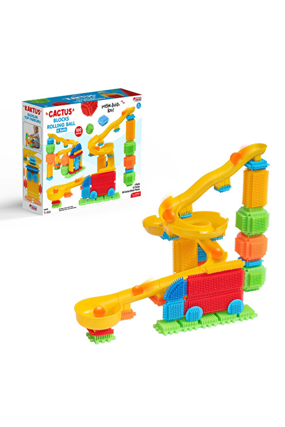 Kaktüs Bloklar Top Parkuru (100 Parça) - Kaktüs Oyuncak - Kaktüs Lego - Taraklı Lego Seti