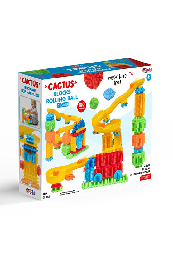 Kaktüs Bloklar Top Parkuru (100 Parça) - Kaktüs Oyuncak - Kaktüs Lego - Taraklı Lego Seti