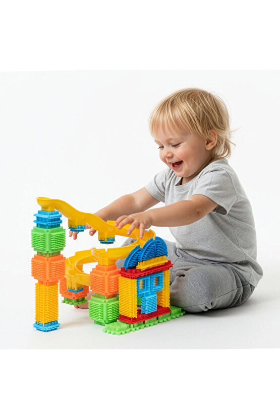 Kaktüs Bloklar Top Parkuru (100 Parça) - Kaktüs Oyuncak - Kaktüs Lego - Taraklı Lego Seti