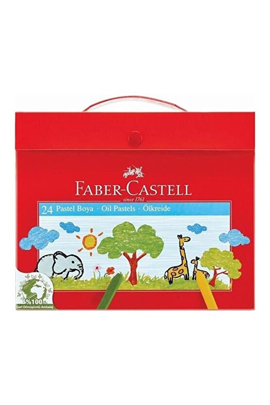 Pastel Boya 24 Renk Karton Çantalı 1 Adet Tutuculu Altıgen 24lü Pastel Boya