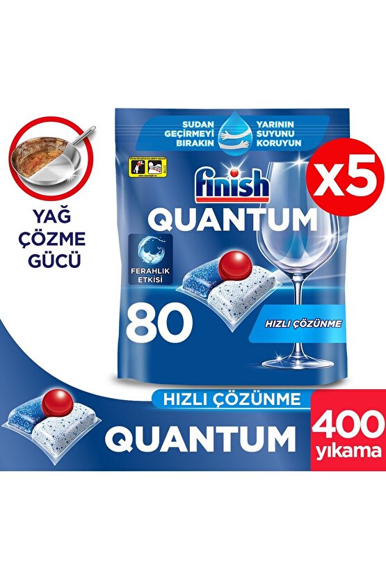 Quantum 400 Kapsül Bulaşık Makinesi Deterjanı Tableti (5 x 80 Kapsül)