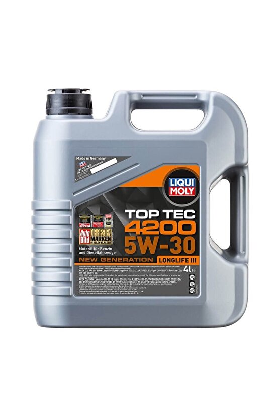 5w30 Motor Yağı Tam Sentetik Top Tec 4200 4 Lt (3715)
