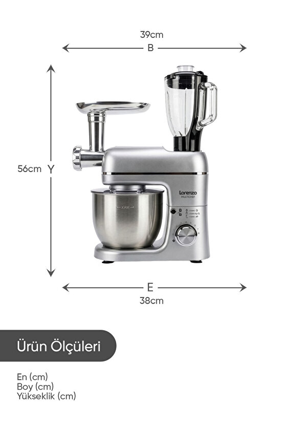 Multichef Stand Mixer 3in1 Hamur Yoğurma Blender Et Kıyma Makinesi
