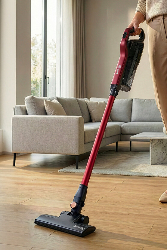 Slim Dikey  Pratik Elektrikli Süpürge Kablolu Hepa Filtre Kırmızı