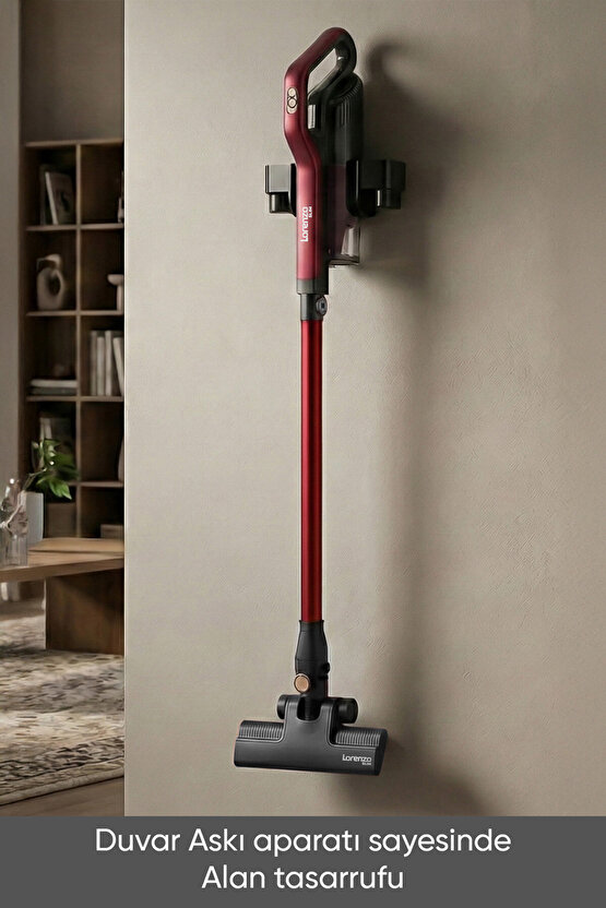 Slim Dikey  Pratik Elektrikli Süpürge Kablolu Hepa Filtre Kırmızı