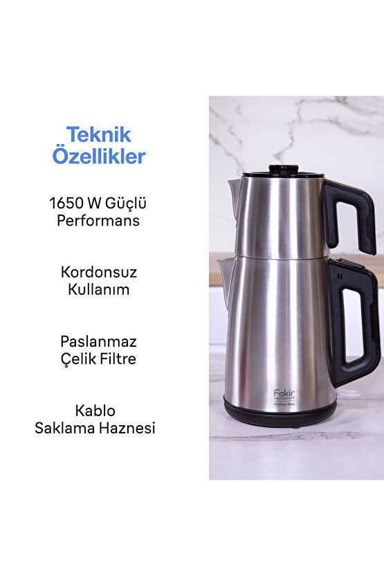 Chailand Maxi XXL Çay Makinesi Inox 1650W 2L Su 1.45L Demlik Otomatik Kapanma Çaycı