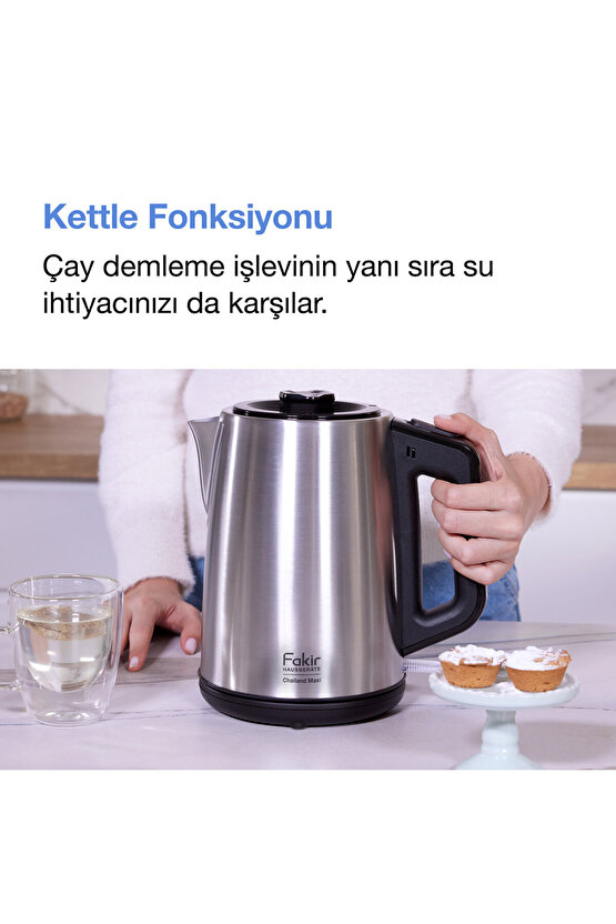 Chailand Maxi XXL Çay Makinesi Inox 1650W 2L Su 1.45L Demlik Otomatik Kapanma Çaycı