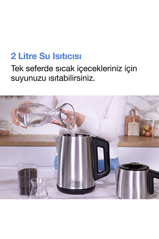Chailand Maxi XXL Çay Makinesi Inox 1650W 2L Su 1.45L Demlik Otomatik Kapanma Çaycı