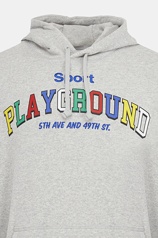 UPTOWN Graphic Hoodie Erkek Gri Spor Sweatshirt