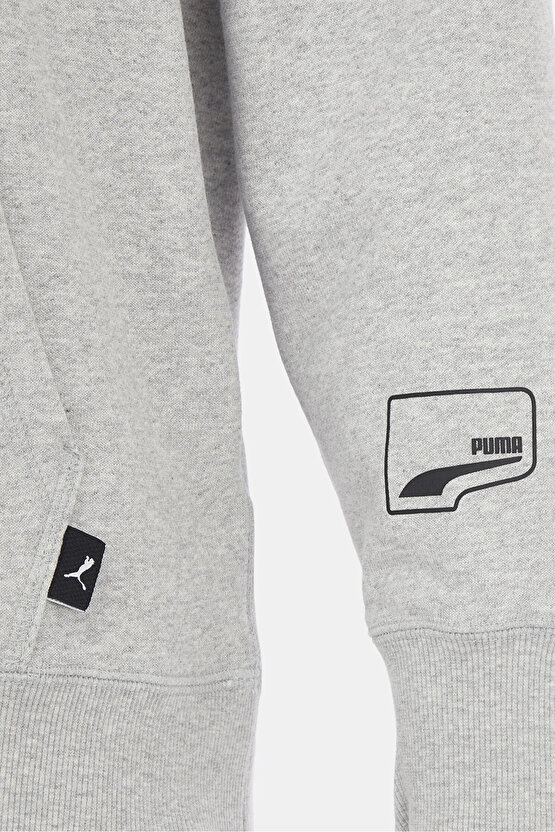 UPTOWN Graphic Hoodie Erkek Gri Spor Sweatshirt